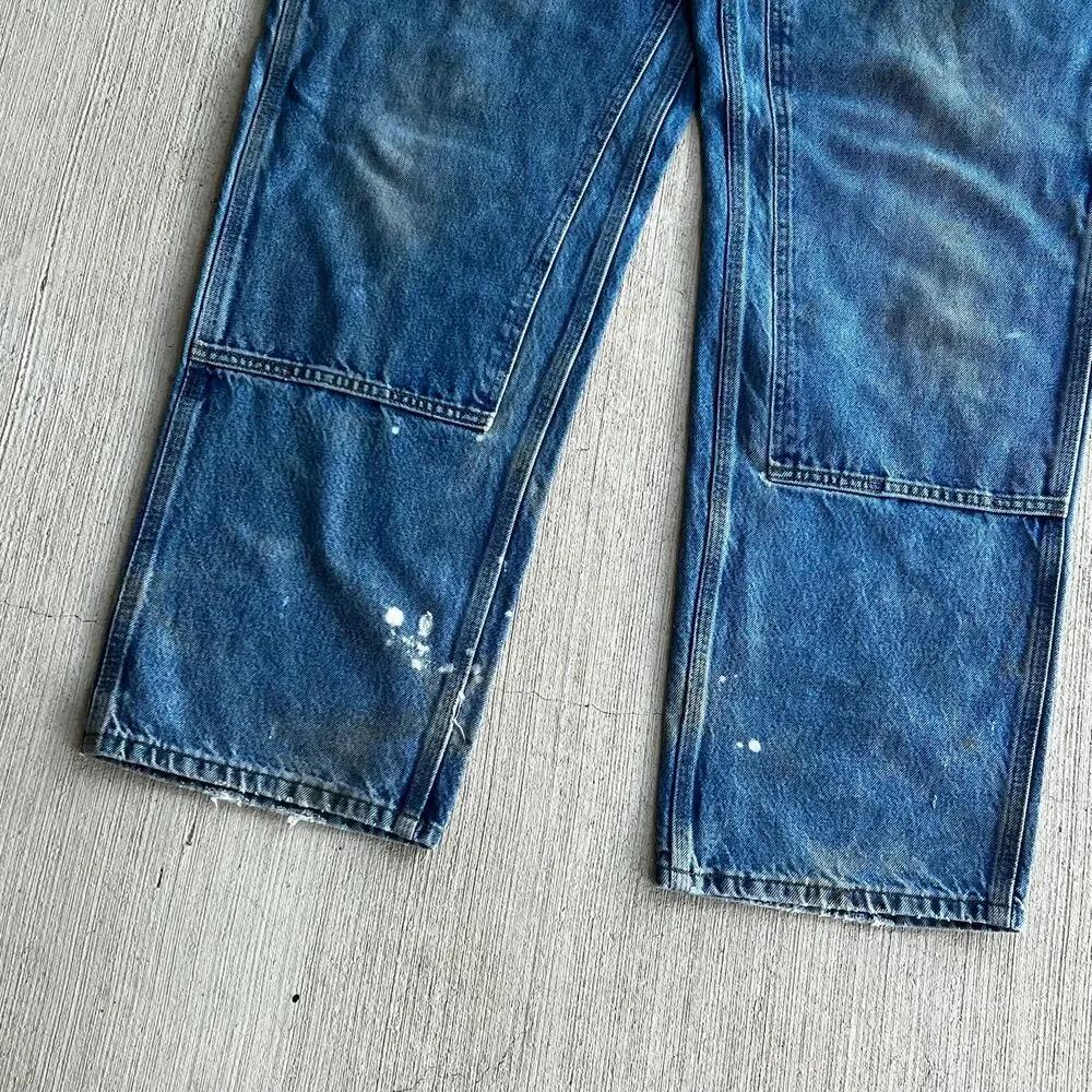 Carhartt denim blue jean double knee work wear carpenter pants
